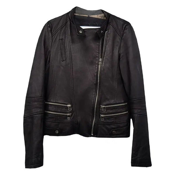 [BUNJANG] Black 100% Polyester Faux Leather Jacket / 블랙 폴리에스터 100% 페이크 레더 가죽 자켓 55