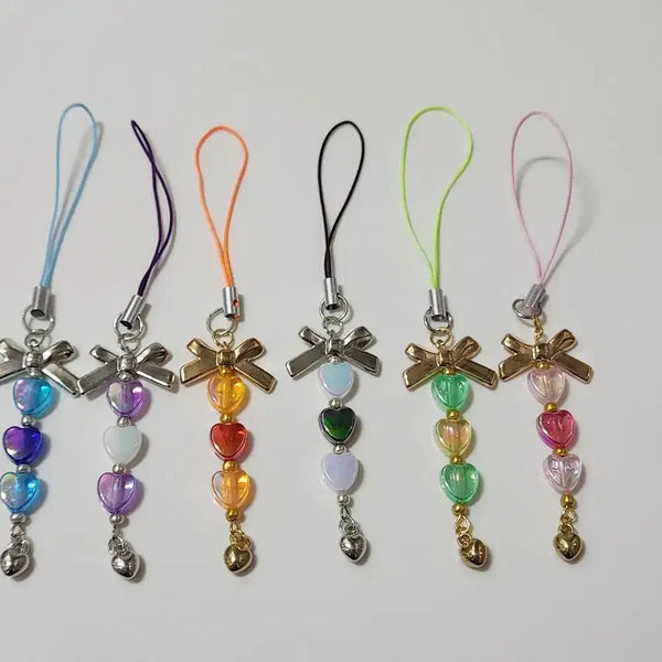 [BUNJANG] Ribbon Heart Bead Keyring / 리본 하트 비즈 키링