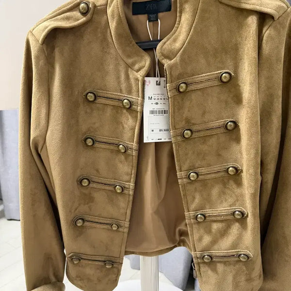 [BUNJANG] Zara Napoleon Suede Jacket Brown / 자라 나폴레옹 자켓 스웨이드 브라운