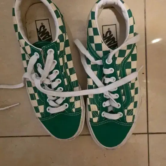 [BUNJANG] Vans Checkerboard Green Sneakers / 반스 체커보드 그린 스니커즈
