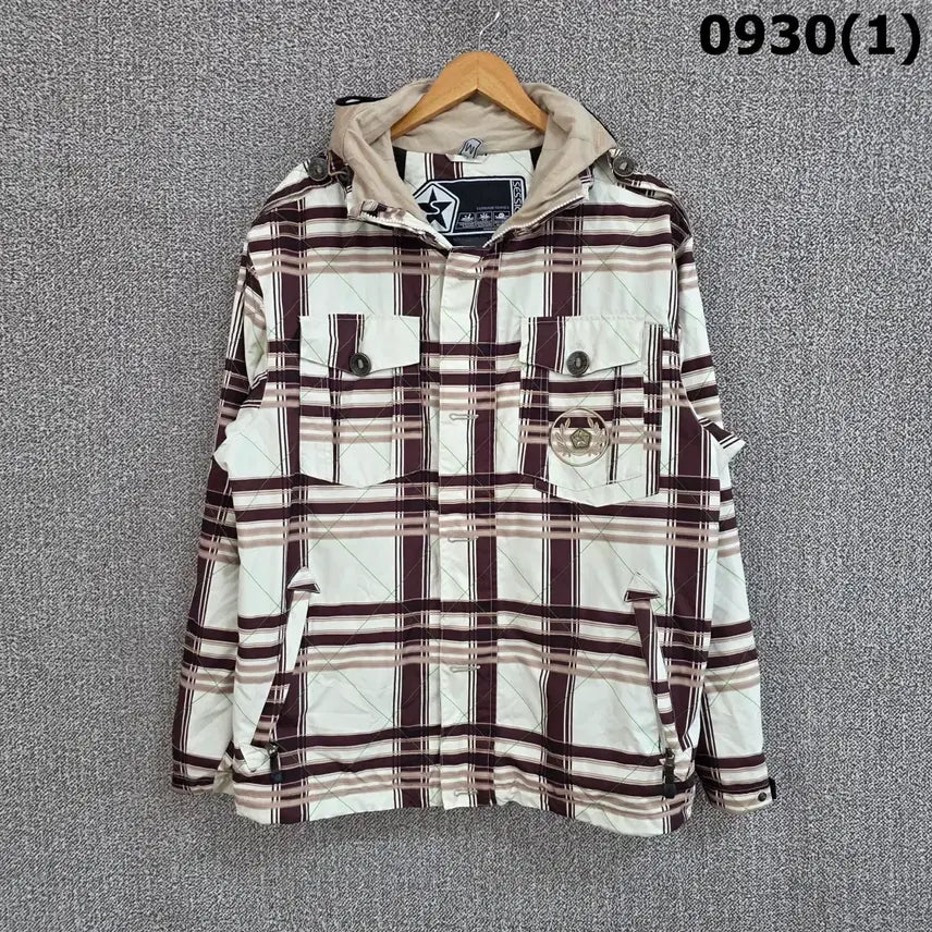 [BUNJANG] Sessions Check Pattern Hooded Jacket - Medium / sessions 체크 패턴 후드 자켓 m
