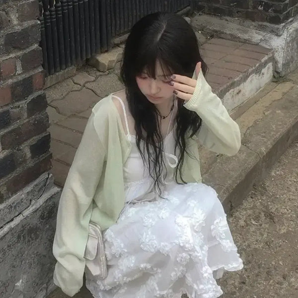 [BUNJANG] Ablley See-Through Basic Daily Cardigan / 에이블리 시스루 기본 데일리 가디건