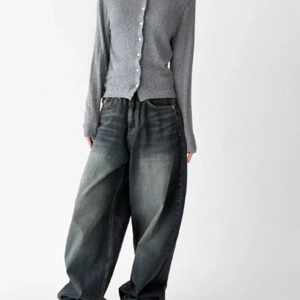 [BUNJANG] Ozbridge Grey Knit Cardigan / 오즈브릿지 그레이 니트 가디건