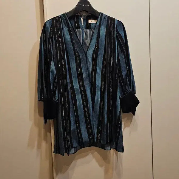 [BUNJANG] MICHAA Striped V-Neck Blouse / 미샤블라우스
