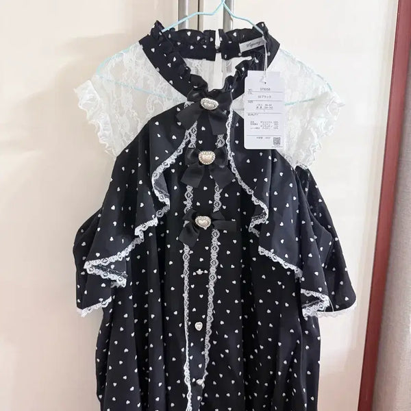 [BUNJANG] Majoretty Heart Pattern Blouse / 새상품)마죠리티 블라우스 지뢰계 양산형 majoretty