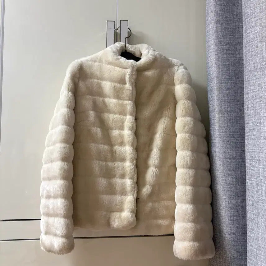 [BUNJANG] O'2nd Ivory Fur Jacket (Size L) / 한섬/O'2nd 아이보리 퍼 자켓 (L)/상태좋음