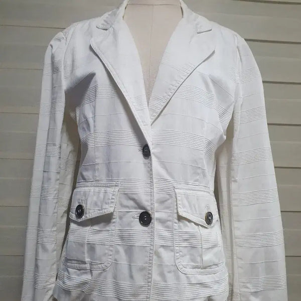 [BUNJANG] Burberry Women's Stripe Pattern Jacket White L / 버버리 여성 자켓 화이트 L