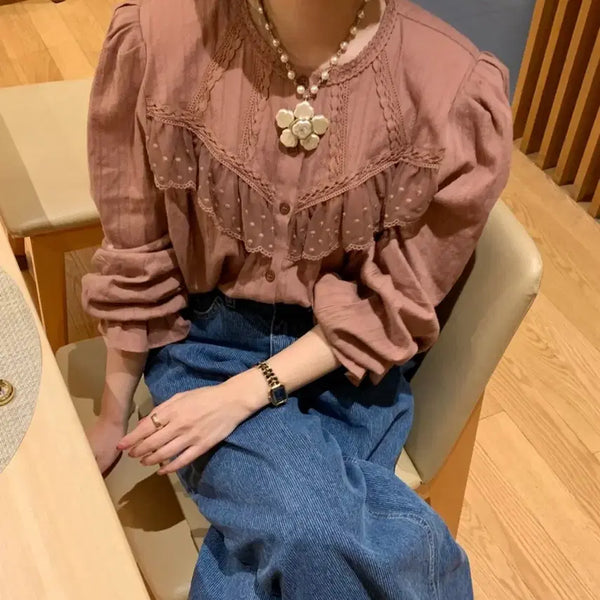[BUNJANG] Byciny Brick Lace Blouse / 바이씨니 제작 브릭레이스 bl
