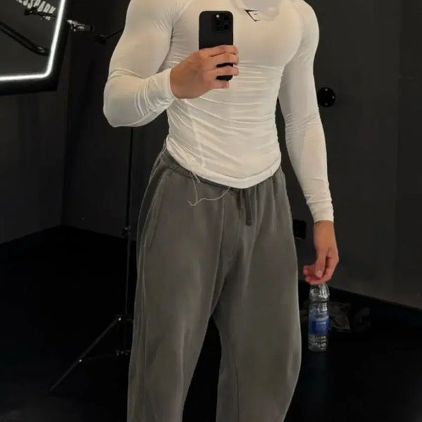 [BUNJANG] Gymshark Element Baselayer Long Sleeve Compression Top - White / 짐샤크 엘리먼트 베이스레이어 긴팔 화이트 롱슬리브 컴프레션