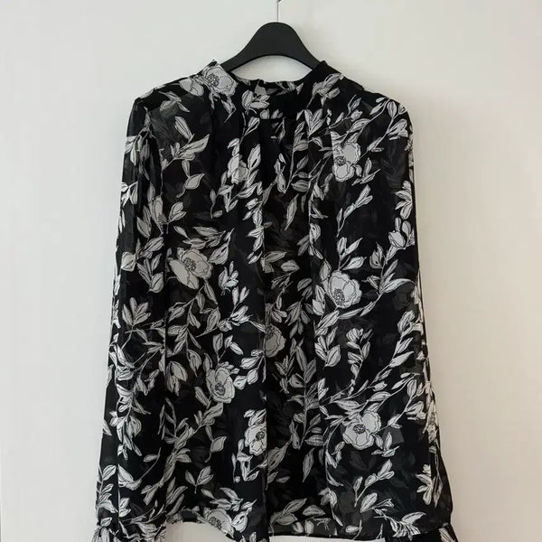[BUNJANG] Mixxo Flower Pattern Chiffon Blouse / 미쏘 플라워 패턴 시폰 블라우스