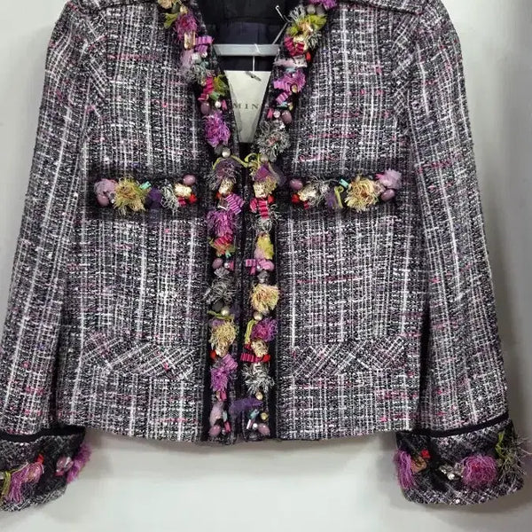 [BUNJANG] Hansem Mine Tweed Jacket with Beaded Embellishments / 트위드 재킷 비즈 장식 한섬 마인자켓