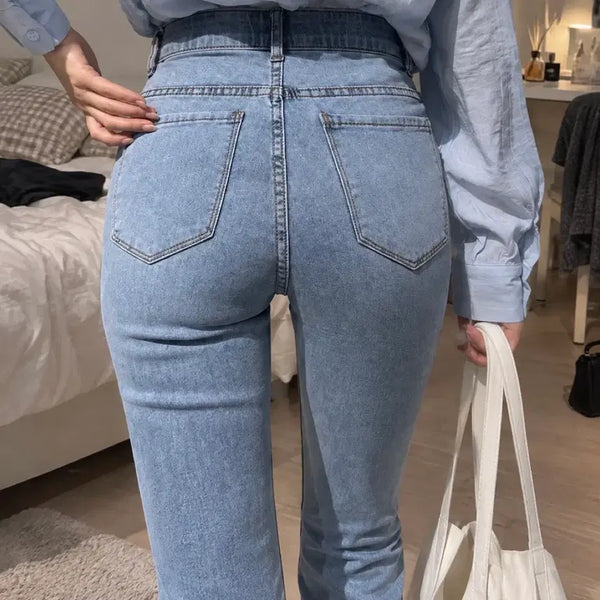 [BUNJANG] High-Waisted Bootcut Denim Pants / 연청 부츠컷 데님 팬츠