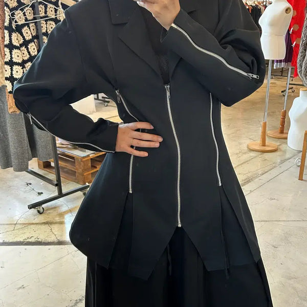 [BUNJANG] Ro CLUP Black Multi-Zip Archive Jacket / [Ro CLUP] 블랙 멀티집업 아카이브 자켓