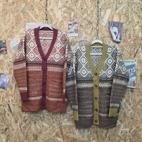 [BUNJANG] Nordic Pattern Knit Cardigan - 2 Styles / 새상품 ) 노르딕 패턴 니트 가디건 2종