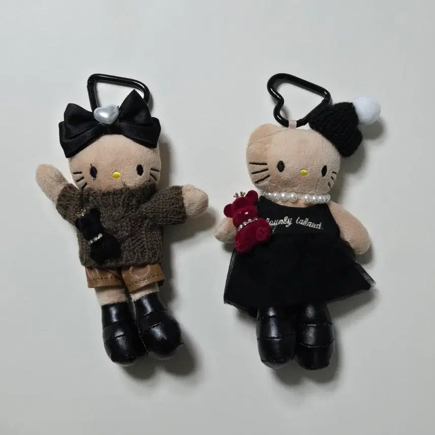 [BUNJANG] Hello Kitty Beige & Black Keyring Set / [새상품 세트] 키티 베이지 블랙 키링