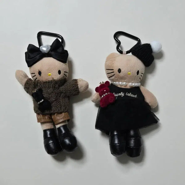 [BUNJANG] Hello Kitty Beige & Black Keyring Set / [새상품 세트] 키티 베이지 블랙 키링