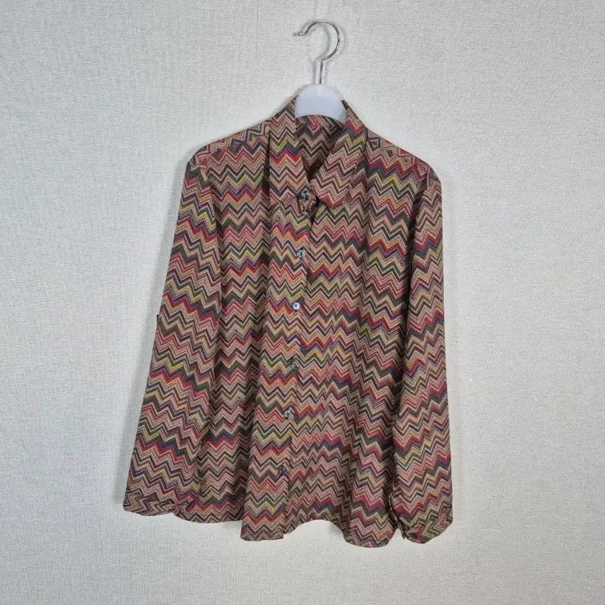 [BUNJANG] Zigzag Pattern Long-Sleeve Blouse / (#77,날씬88추천)지그재그 패턴 긴팔 블라우스