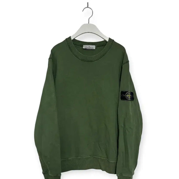 [BUNJANG] Stone Island Logo Patch Green Sweatshirt / 스톤아일랜드 와펜 그린 맨투맨
