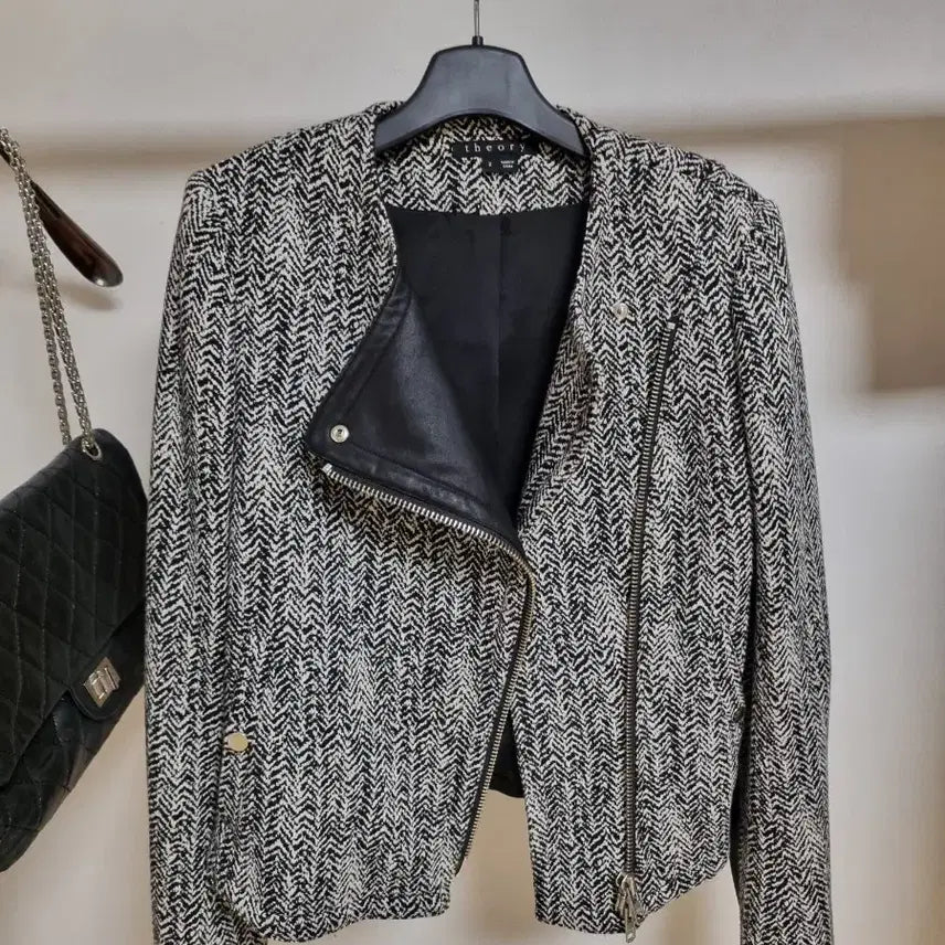 [BUNJANG] Theory Wool Blend Jacket with Genuine Goat Leather Trim / 정품 띠어리 울혼방 자켓 (천연염소가죽트리밍)