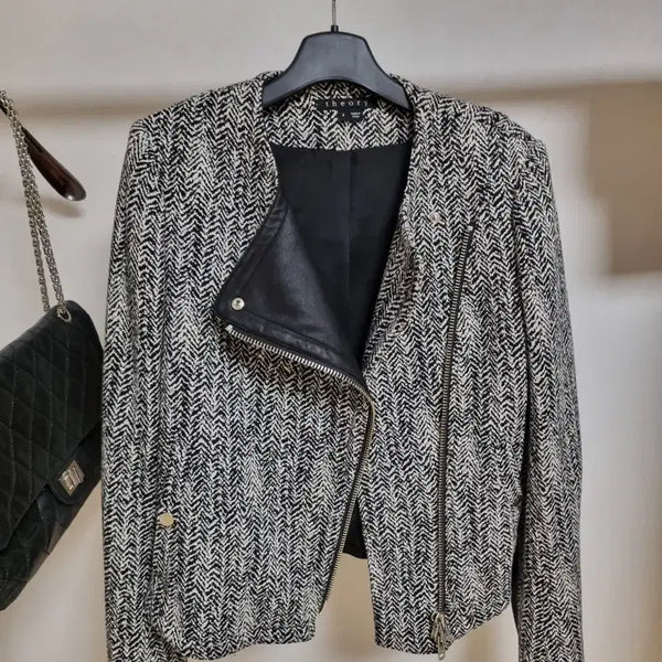 [BUNJANG] Theory Wool Blend Jacket with Genuine Goat Leather Trim / 정품 띠어리 울혼방 자켓 (천연염소가죽트리밍)
