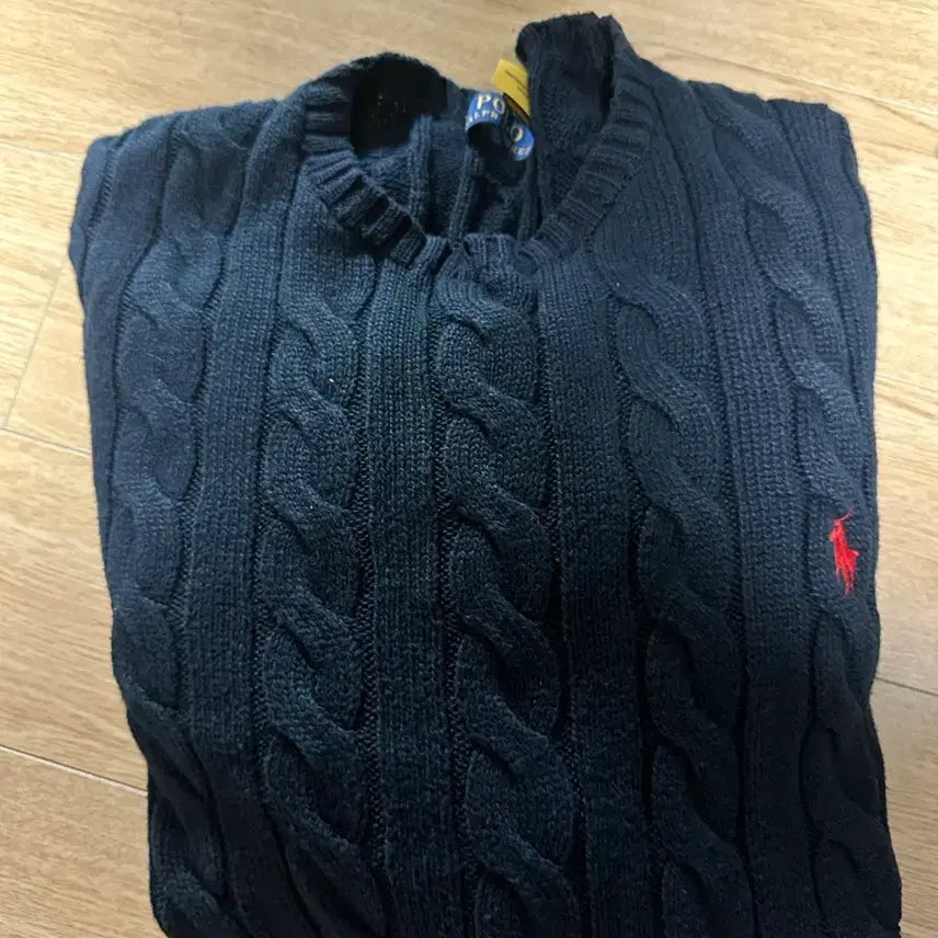 [BUNJANG] Polo Cable Knit Navy XL / 폴로 케이블 니트 네이비 XL