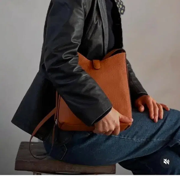 [BUNJANG] HaDahm Brown Leather Shoulder Bag / 헤이리 가죽 하담 브라운 가죽 숄더백