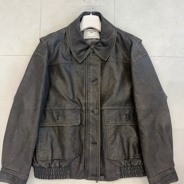 [BUNJANG] Studment Bomber Leather Jacket Brown S / 튜드먼트 봄버 레더 자켓 브라운 S 무배