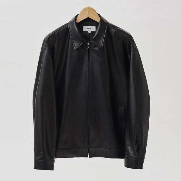 [BUNJANG] O.X Studio Oversized Single Leather Jacket Lambskin / (44) 오엑스 스튜디오 오버사이즈 싱글 레더 자켓 램스킨