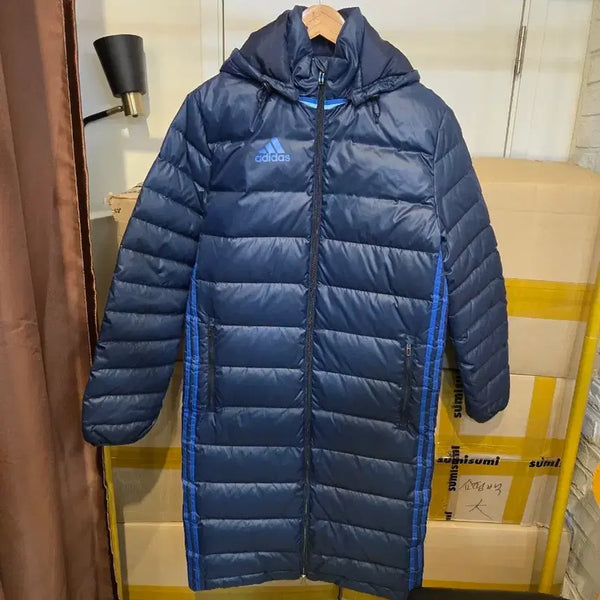 [BUNJANG] Adidas Long Padded Jacket Navy Blue Size 90 / 아디다스 롱패딩 네이비 블루 90