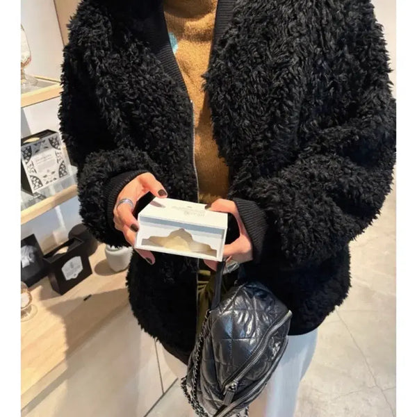 [BUNJANG] Wekomo Farmoon Fur Jacket Black / 위꼬모 Farmoon fur jacket 블랙