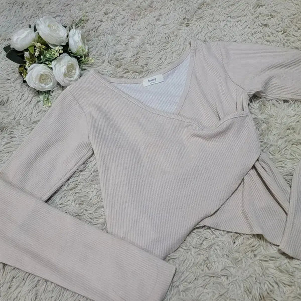 [BUNJANG] Ribbed Wrap Cropped Knit / 비니 골지 랩 크롭 니트