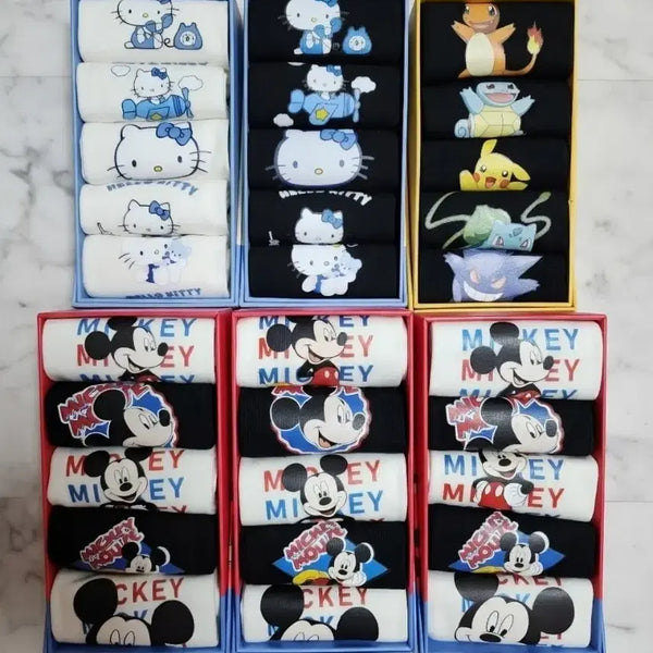 [BUNJANG] Character Socks Set (Hello Kitty, Pokémon, Mickey Mouse) / 캐릭터양말
