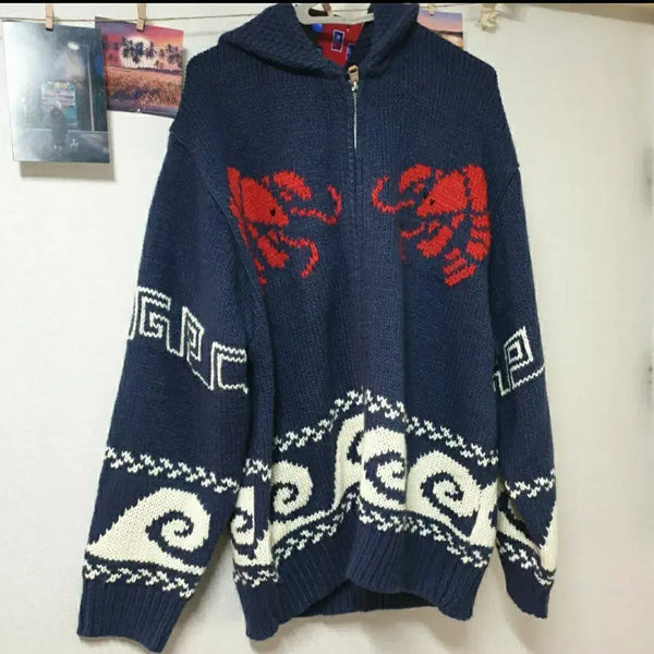 [BUNJANG] Code Graphy Knit Zip-Up Varsity Jacket L / 코드그라피 니트 집업 바시티 L