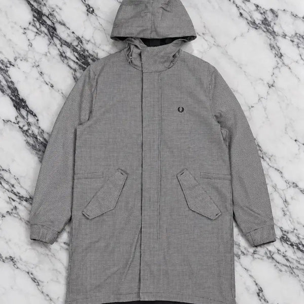 [BUNJANG] Fred Perry Check Long Parka / 프레드페리 체크 롱파카