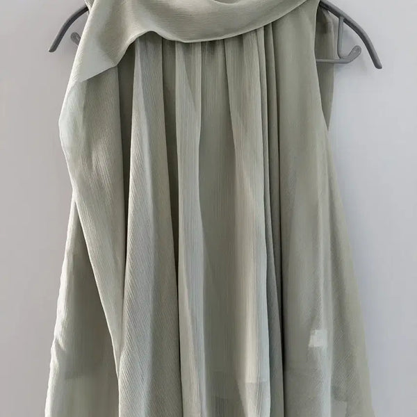 [BUNJANG] Mint Chiffon Sleeveless Blouse / 민트 쉬폰 블라우스