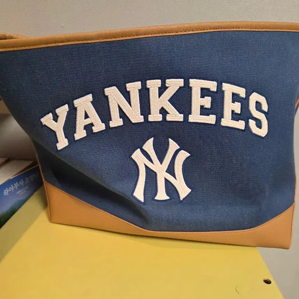 [BUNJANG] MLB Varsity Basic Canvas Large Shopper Bag NY (Indigo) / MLB 바시티 베이직 캔버스 라지 쇼퍼백 NY (Indigo)