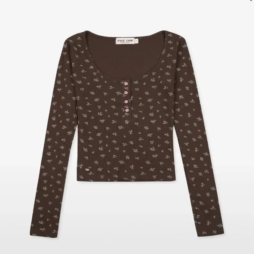 [BUNJANG] Pale Jale Flower Button T Brown / 페일제이드 Flower Button T brown
