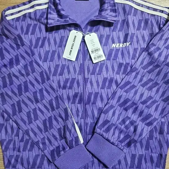 [BUNJANG] NERDY Purple Pattern Track Top (New) / NERDY 퍼플 패턴 트랙탑 새제품