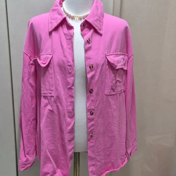 [BUNJANG] Pink Denim Shirt Jacket / 청소재 핑크남방자켓