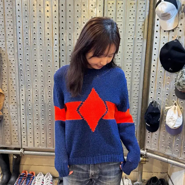 [BUNJANG] Diesel Women's Argyle Diamond Oversized Knit / 디젤 우먼스 아가일 다이아몬드 오버핏 니트