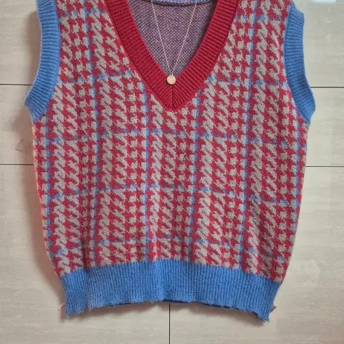 [BUNJANG] Check Pattern Knit Vest / 체크 패턴 니트 조끼