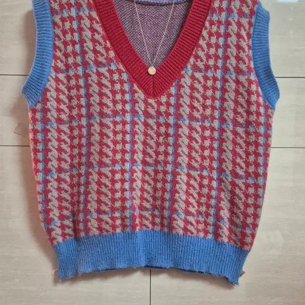 [BUNJANG] Check Pattern Knit Vest / 체크 패턴 니트 조끼