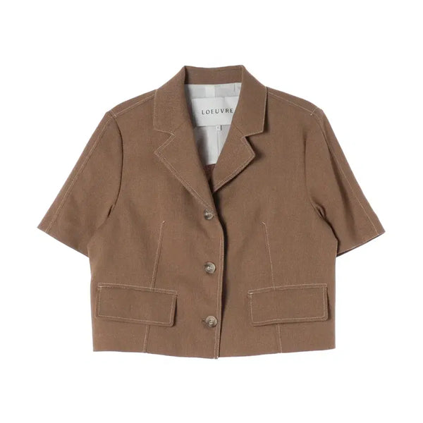 [BUNJANG] L'EUVRE 23SS Stitch Crop Short Sleeve Jacket / 루에브르 23SS 스티치 크롭 반팔 재킷
