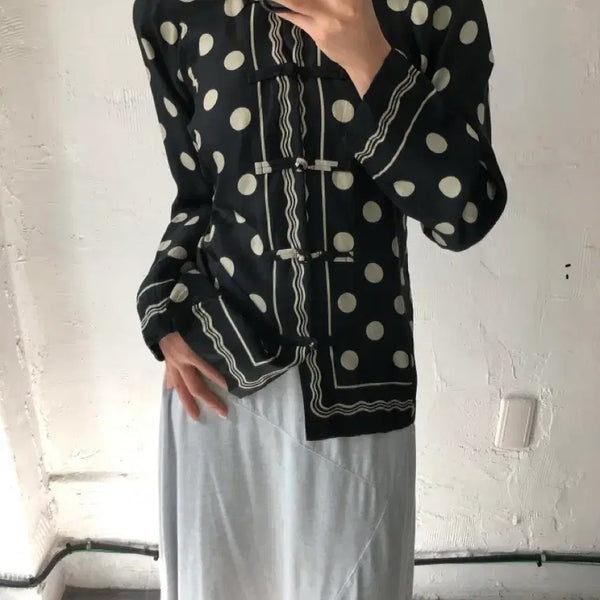 [BUNJANG] Junya Watanabe Frog Button Dot Blouse / Junya Watanabe 준야와타나베 프로그 버튼 도트 블라우스