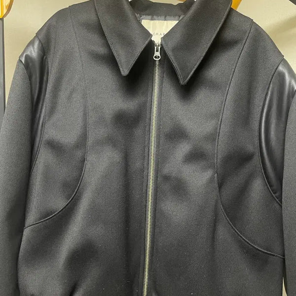 [BUNJANG] Le Made Cut-Out Varsity Jacket Black / 르마드 절개 바시티 2