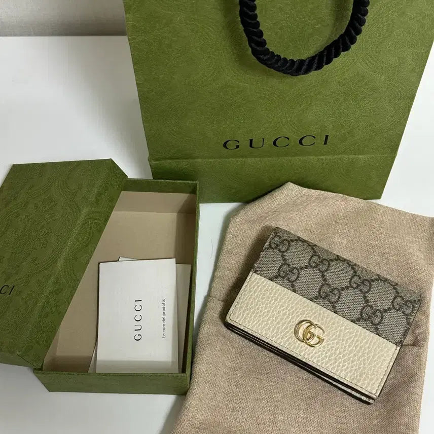 [BUNJANG] Gucci GG Marmont Card Case Beige / 구찌 GG마몽 카드 케이스 베이지