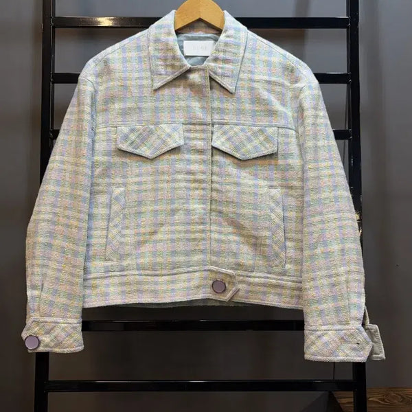 [BUNJANG] SJSJ Check Tweed Cropped Trucker Jacket / [44] SJSJ 체크 트위드 크롭 트러커 자켓 9.5