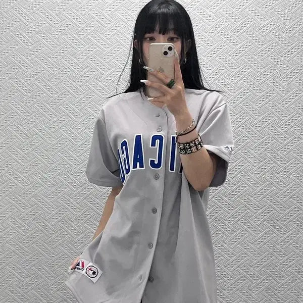 [BUNJANG] Majestic Chicago Baseball Jersey / 마제스틱 레트로 빈티지 시카고 노마킹 반팔 야구유니폼 110 C15259
