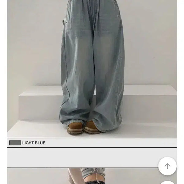[BUNJANG] Light Wash Distressed Denim Pants / 연청 밴딩 바지