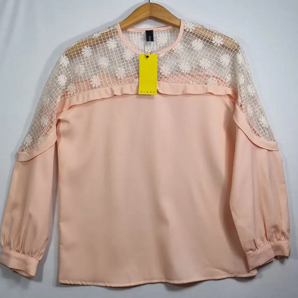 [BUNJANG] Pink Lace Blouse - Small / 새상품) 핑크 레이스 블라우스 S